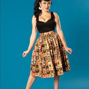 Pinup Girl Couture Bella Skirt Tiki Tiles 2X NWT
